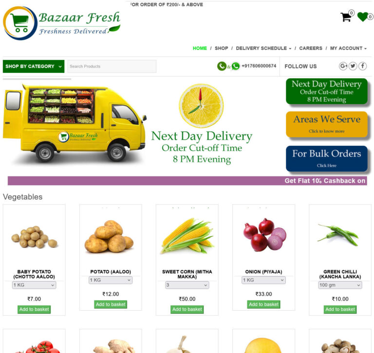 bazaarfresh website delivered in wordpress