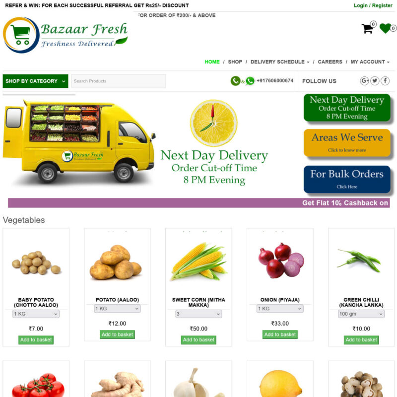 bazaarfresh website delivered in wordpress